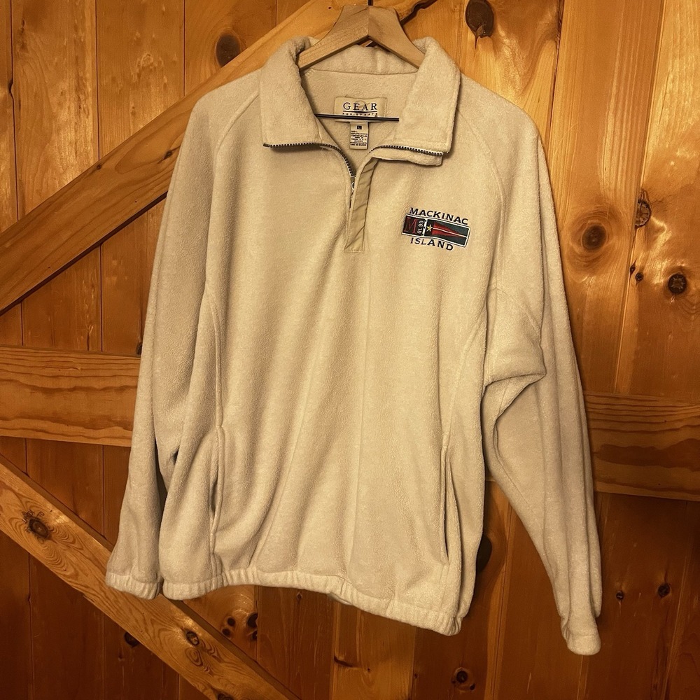 Mackinac Island‎ Gear for Sports Quarter Zip Pullover Men's Large off white